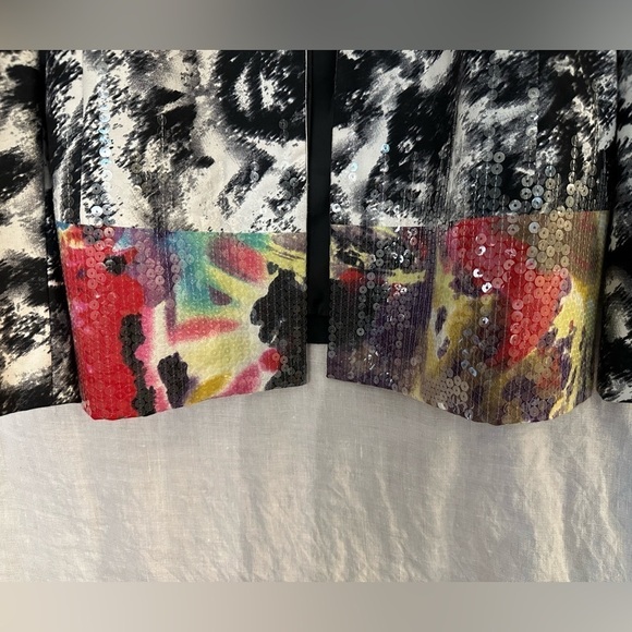 Chico’s Size 2 Geisha Girl Jacket Sequin embellishments around neck and edge - Picture 9 of 17